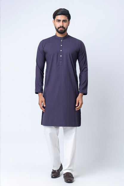 Premium Men’s Dobby Cotton Solid Panjabi - Purple