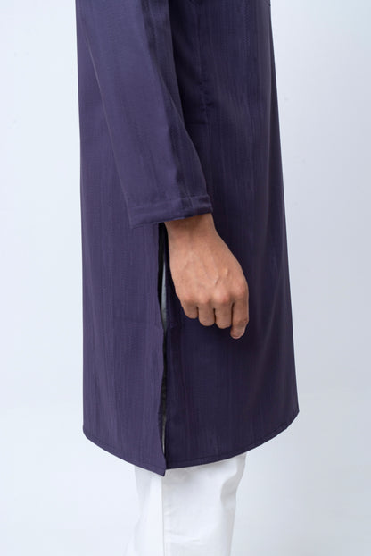 Premium Men’s Dobby Cotton Solid Panjabi - Purple