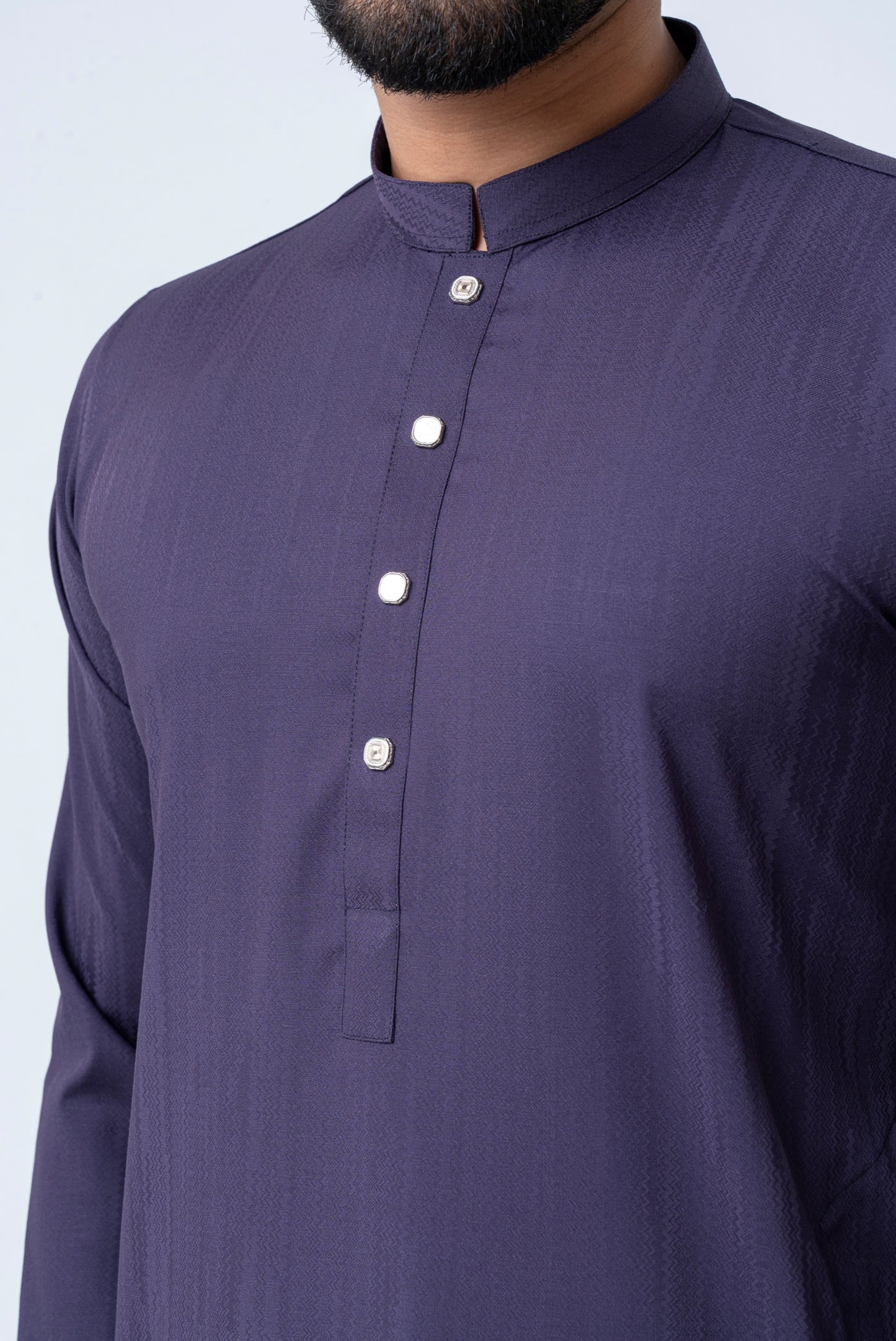 Premium Men’s Dobby Cotton Solid Panjabi - Purple