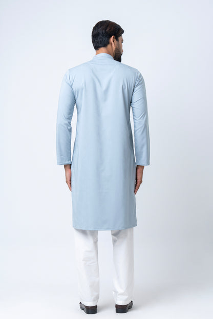 Premium Men’s Dobby Cotton Solid Panjabi - Silt Green