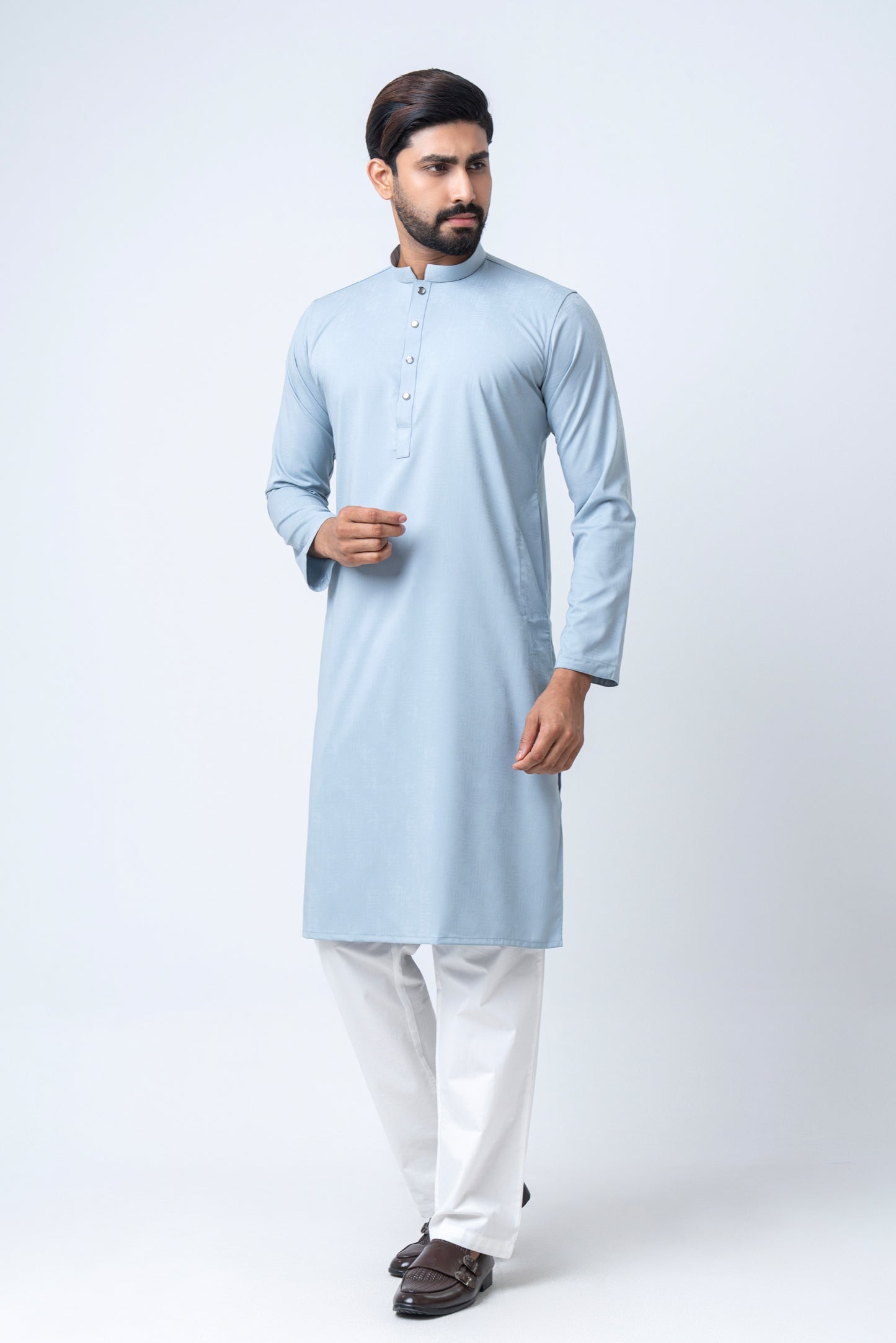 Premium Men’s Dobby Cotton Solid Panjabi - Silt Green