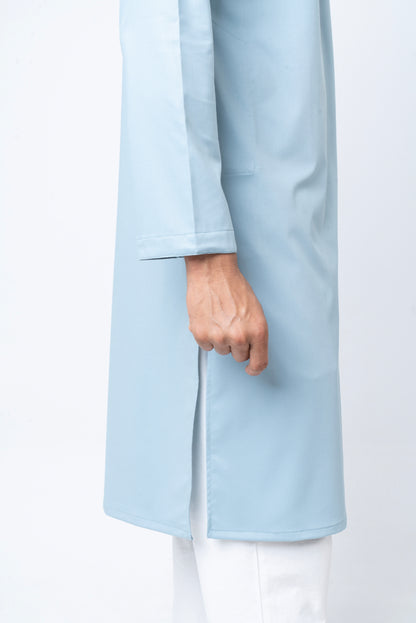 Premium Embroidered Dobby Cotton Panjabi - Powder Blue