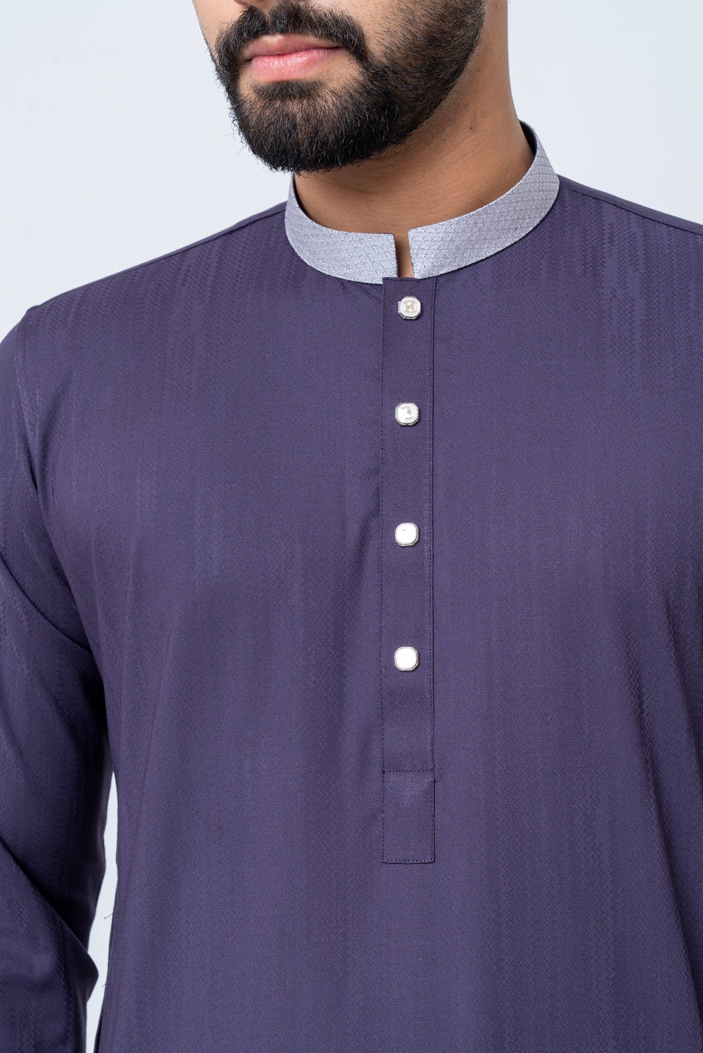 Premium Men’s Dobby Cotton Panjabi - Purple