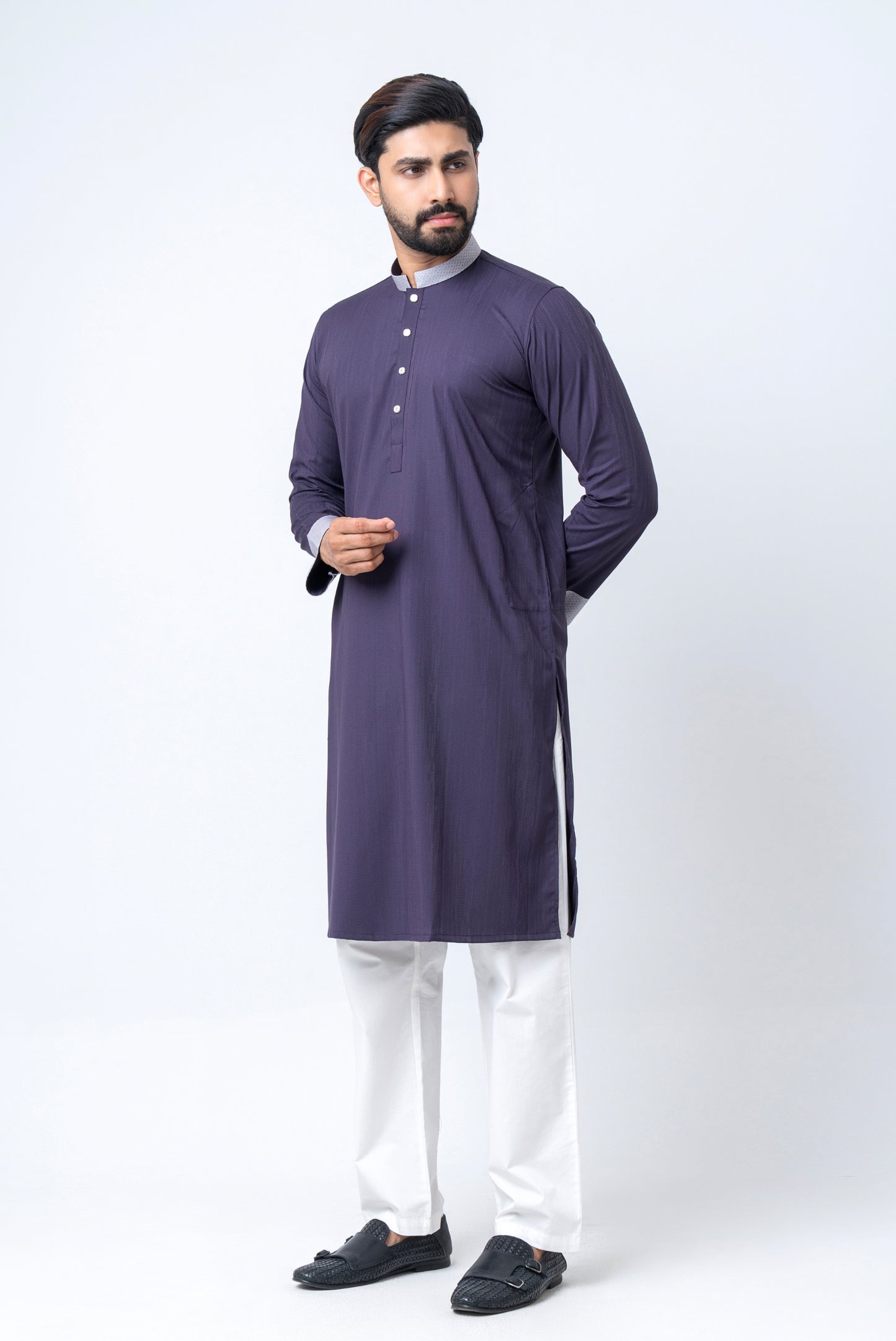 Premium Men’s Dobby Cotton Panjabi - Purple