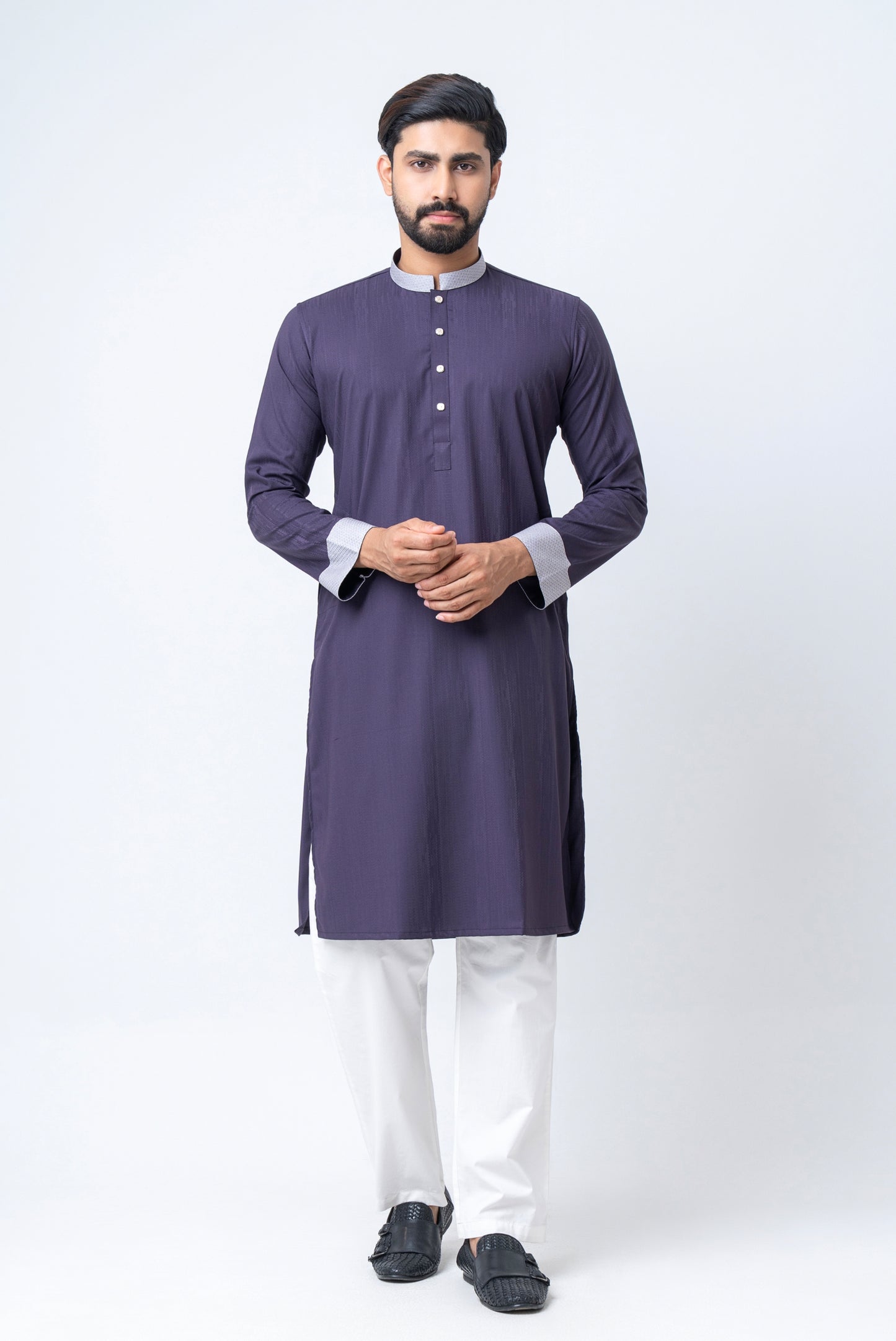 Premium Men’s Dobby Cotton Panjabi - Purple