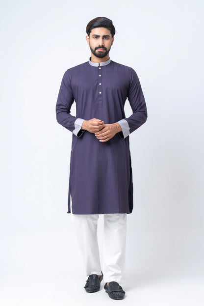 Premium Men’s Dobby Cotton Panjabi - Purple