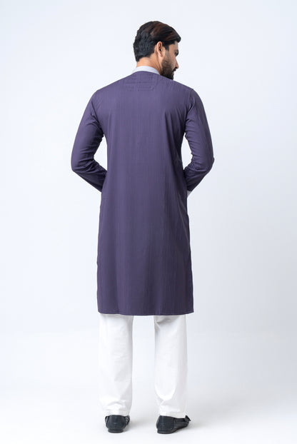 Premium Men’s Dobby Cotton Panjabi - Purple
