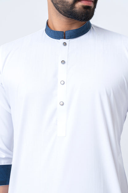 Premium Men’s Dobby Cotton Panjabi - White