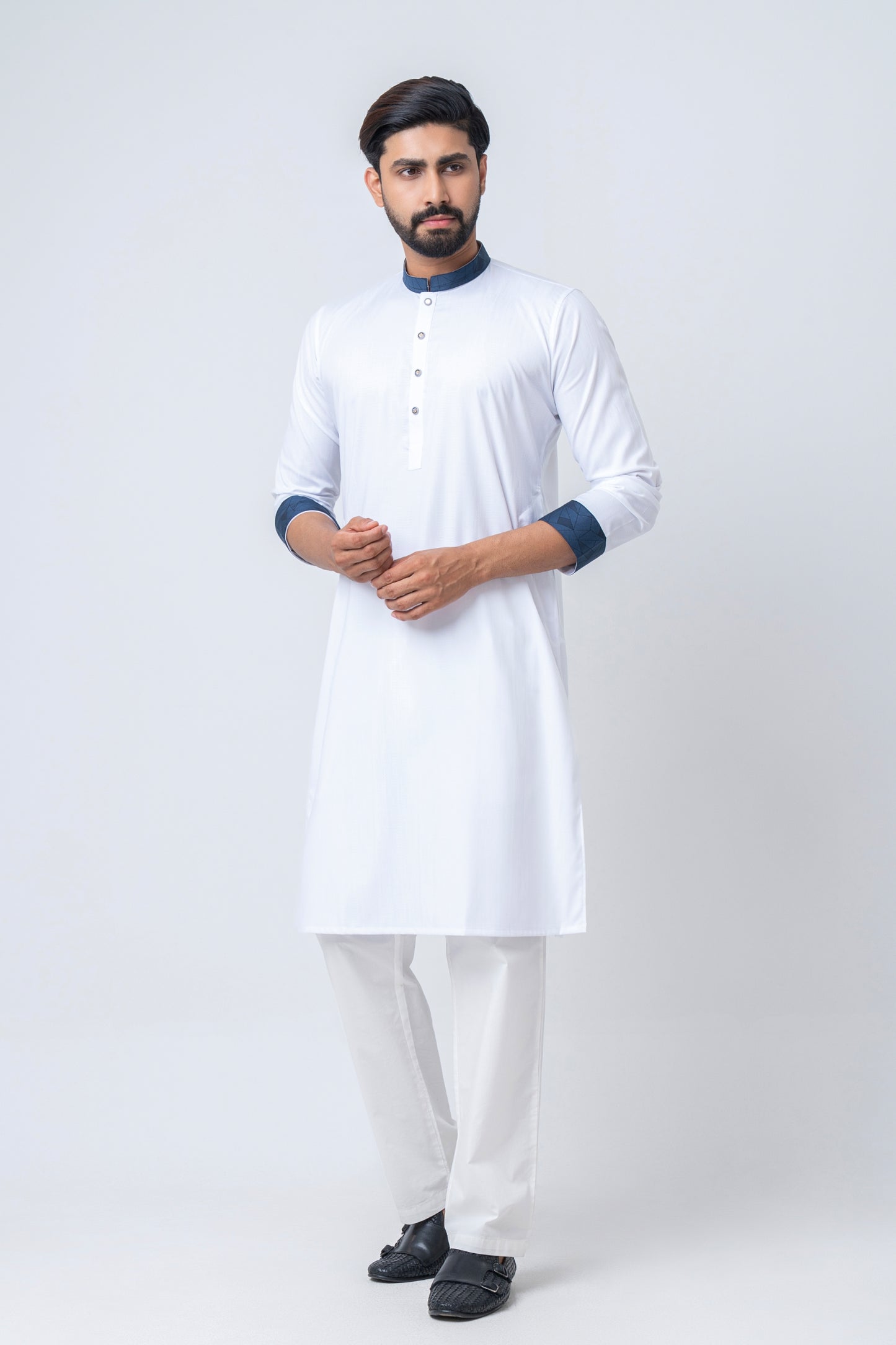 Premium Men’s Dobby Cotton Panjabi - White