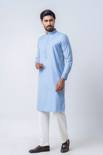 Luxury Men’s Embroidered Panjabi – Sky Blue