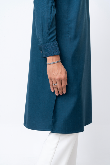 Luxury Embroidered Panjabi - Steel Blue
