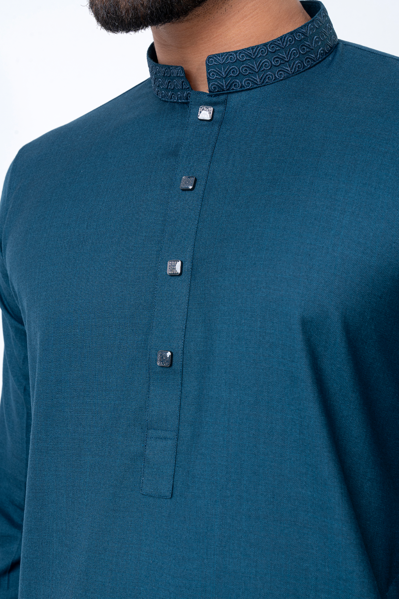 Luxury Embroidered Panjabi - Steel Blue