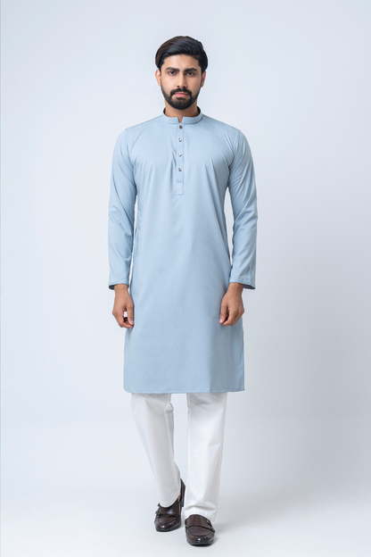 Premium Men’s Dobby Cotton Solid Panjabi - Silt Green