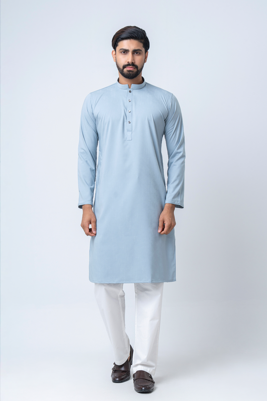 Premium Men’s Dobby Cotton Solid Panjabi - Silt Green