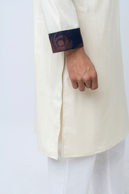 Premium Men’s Dobby Cotton Panjabi - Cream