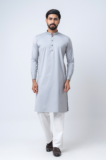 Luxury Embroidered Panjabi - Ash