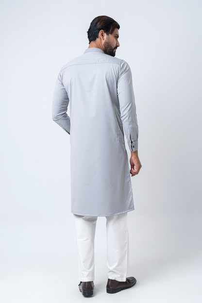 Luxury Embroidered Panjabi - Ash