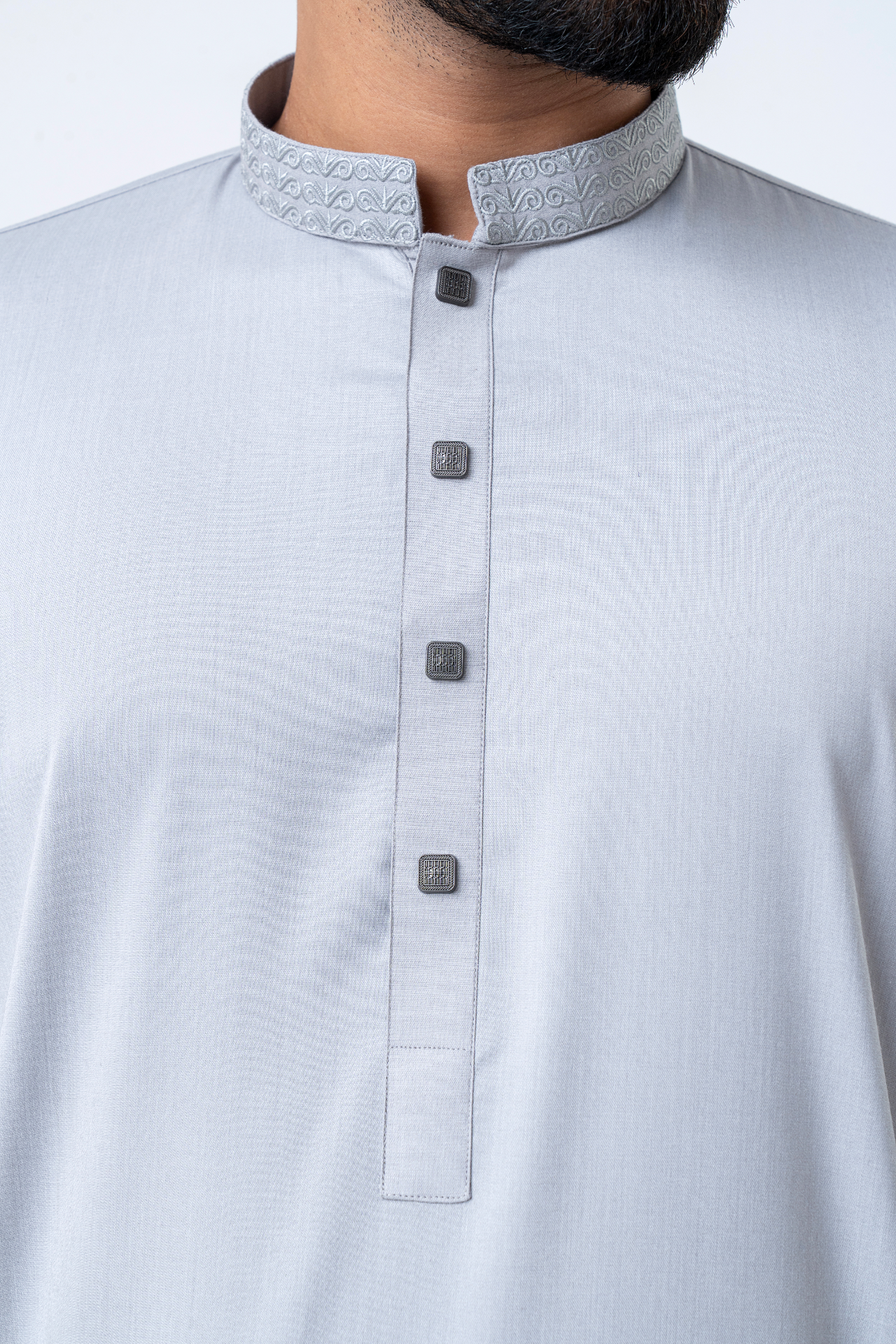 Luxury Embroidered Panjabi - Ash