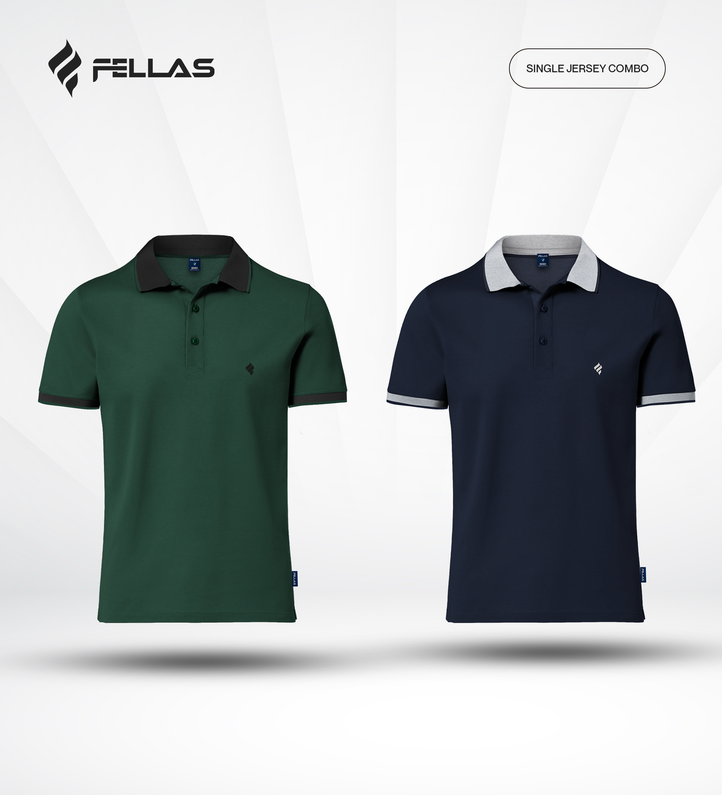 Men's Single Jersey Cotton Polo (2 combo)- June Bug Green, Navy