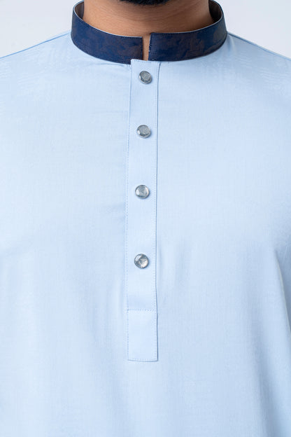 Premium Men’s Dobby Cotton Panjabi - Sky Blue
