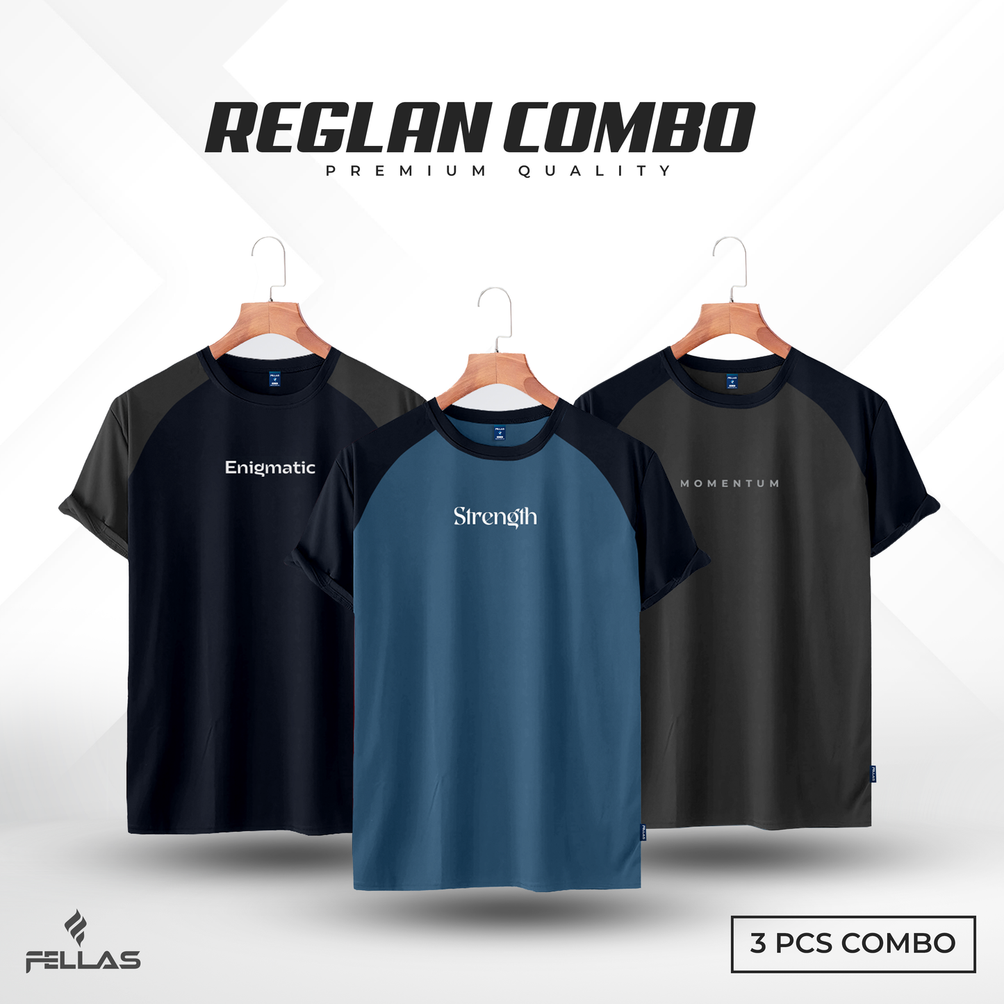 Mens Premium  Raglan T-shirt Combo (3 Pcs) - Navy,Patroll, Anthra