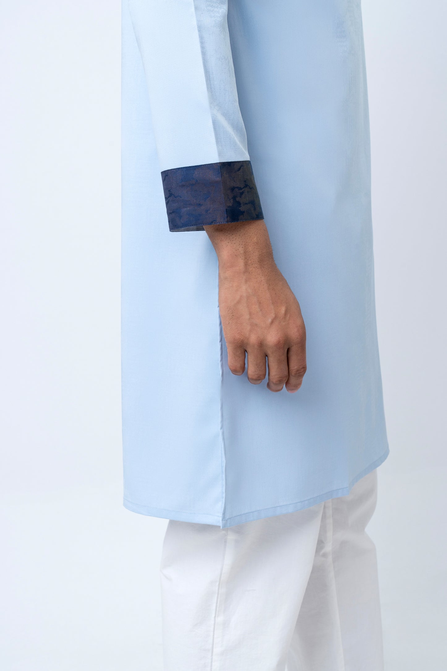 Premium Men’s Dobby Cotton Panjabi - Sky Blue