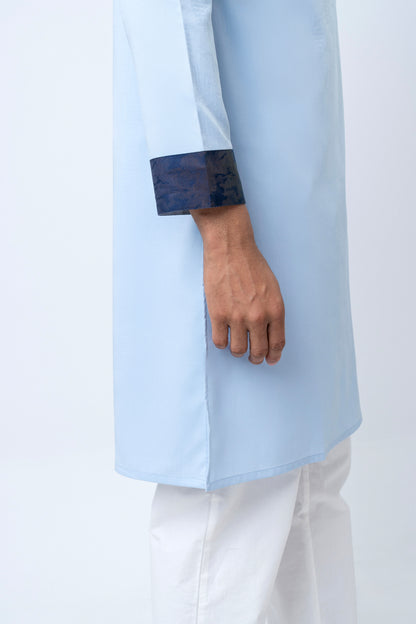Premium Men’s Dobby Cotton Panjabi - Sky Blue