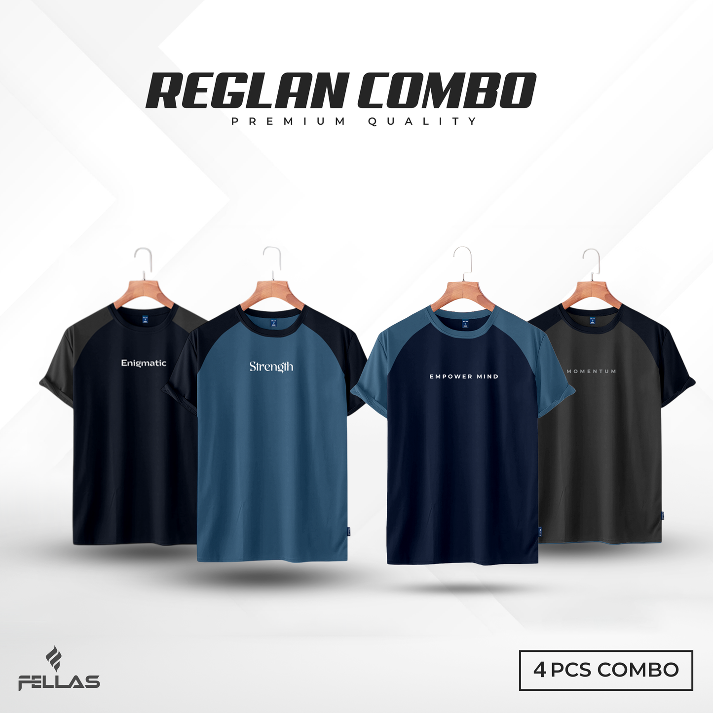 Mens Premium  Raglan T-shirt Combo (4 Pcs) - Navy,Patroll,Navy blue,Anthra