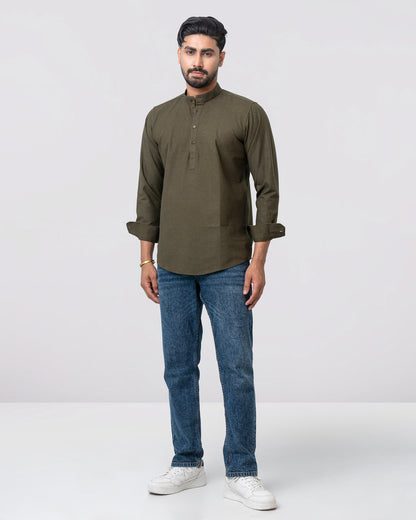 Men's Henley Katua - Dark Olive
