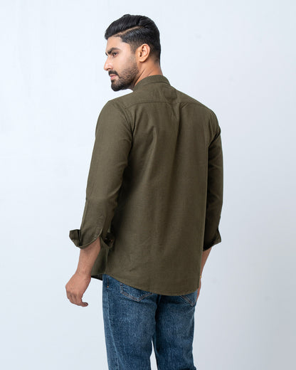 Men's Henley Katua - Dark Olive