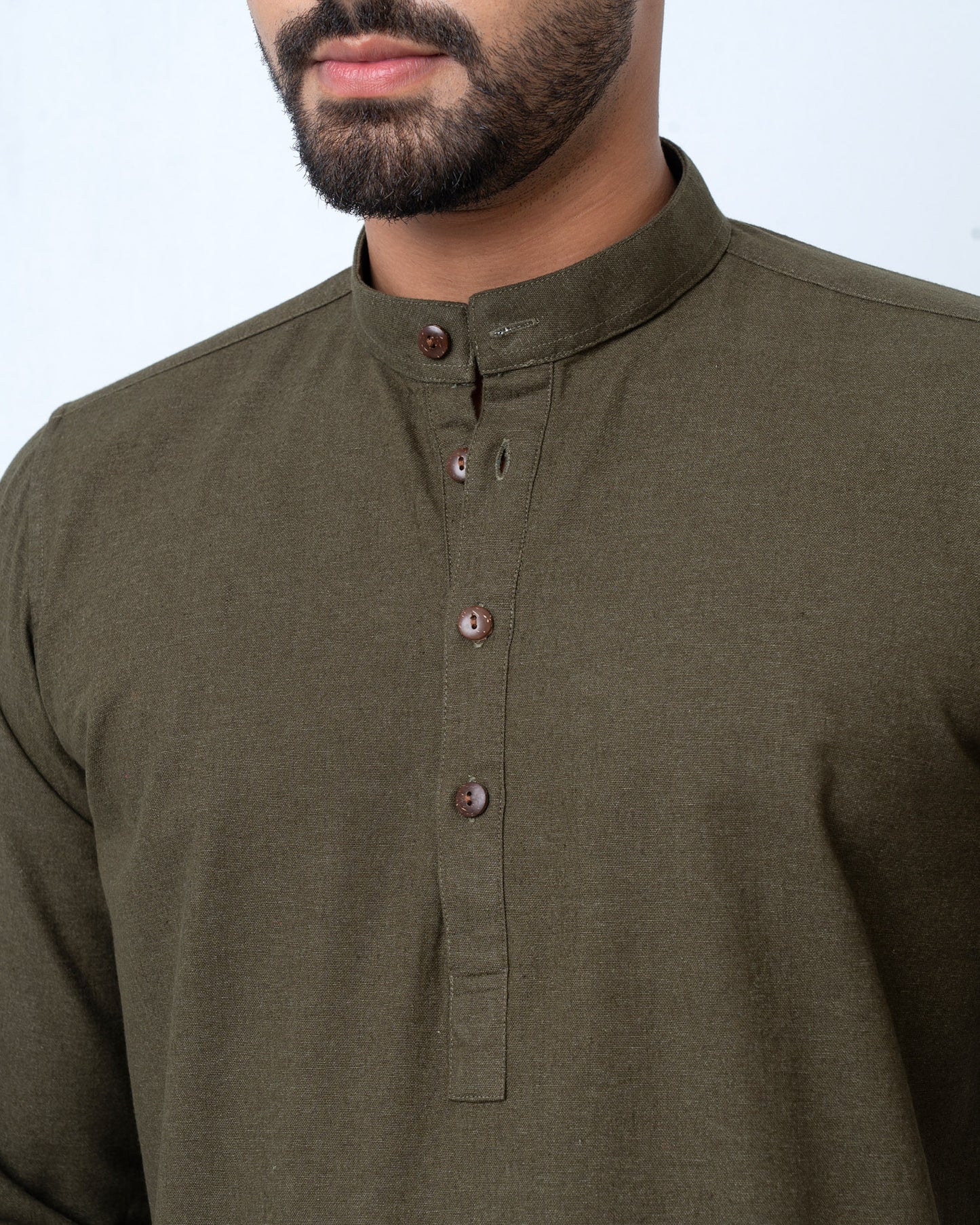 Men's Henley Katua - Dark Olive