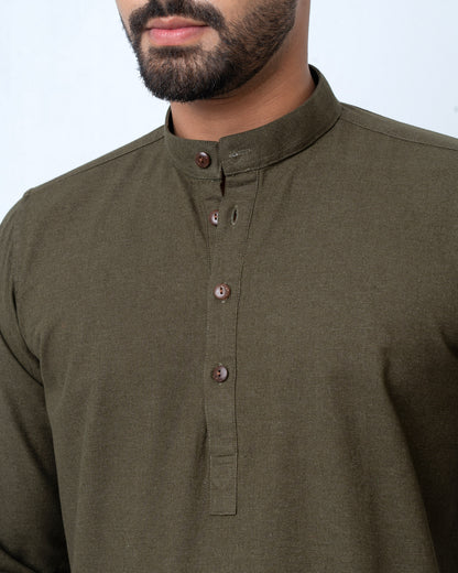 Men's Henley Katua - Dark Olive