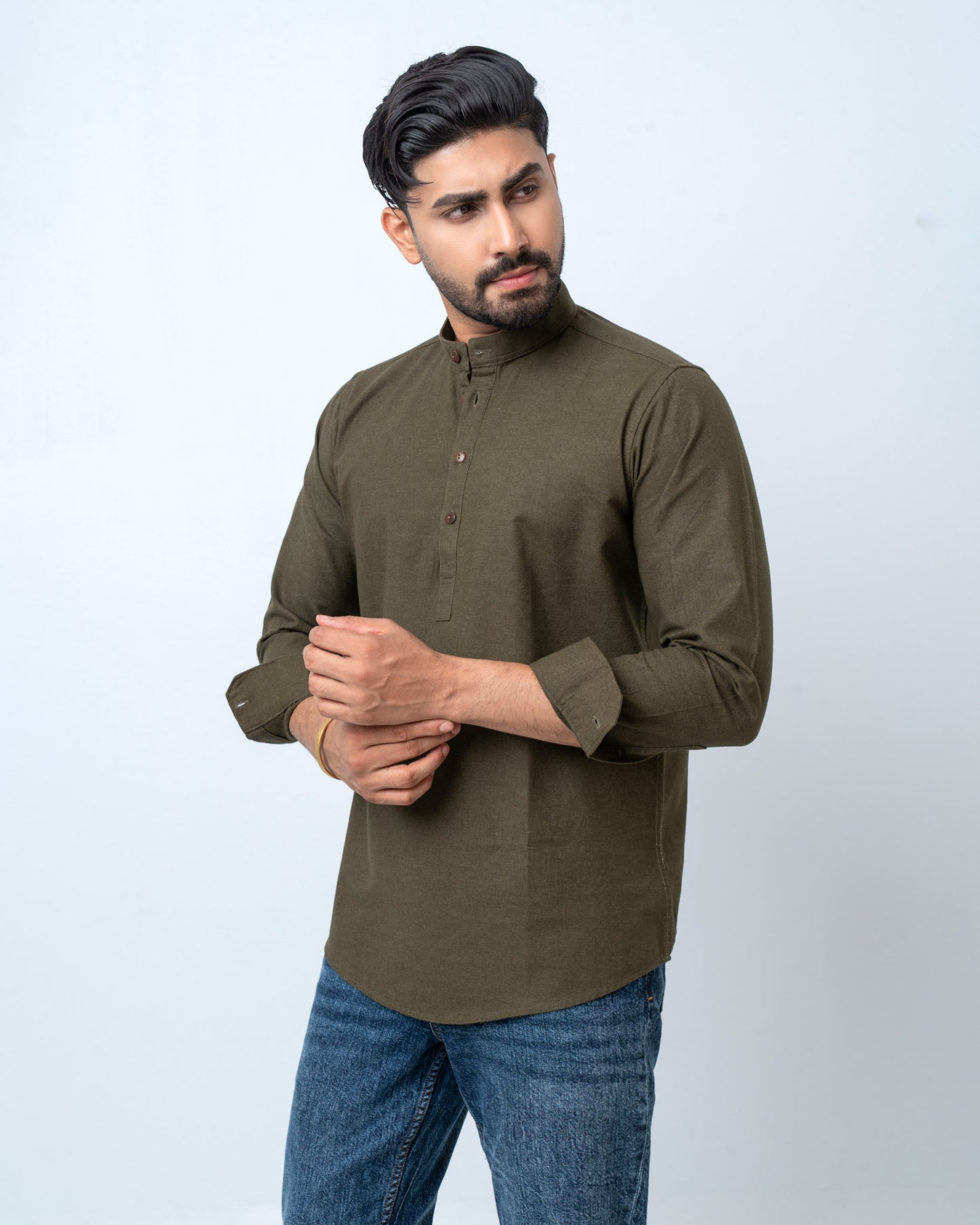 Men's Henley Katua - Dark Olive