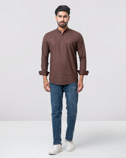Men's Henley Katua - Coffee
