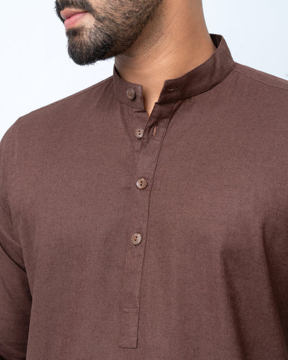 Men's Henley Katua - Coffee