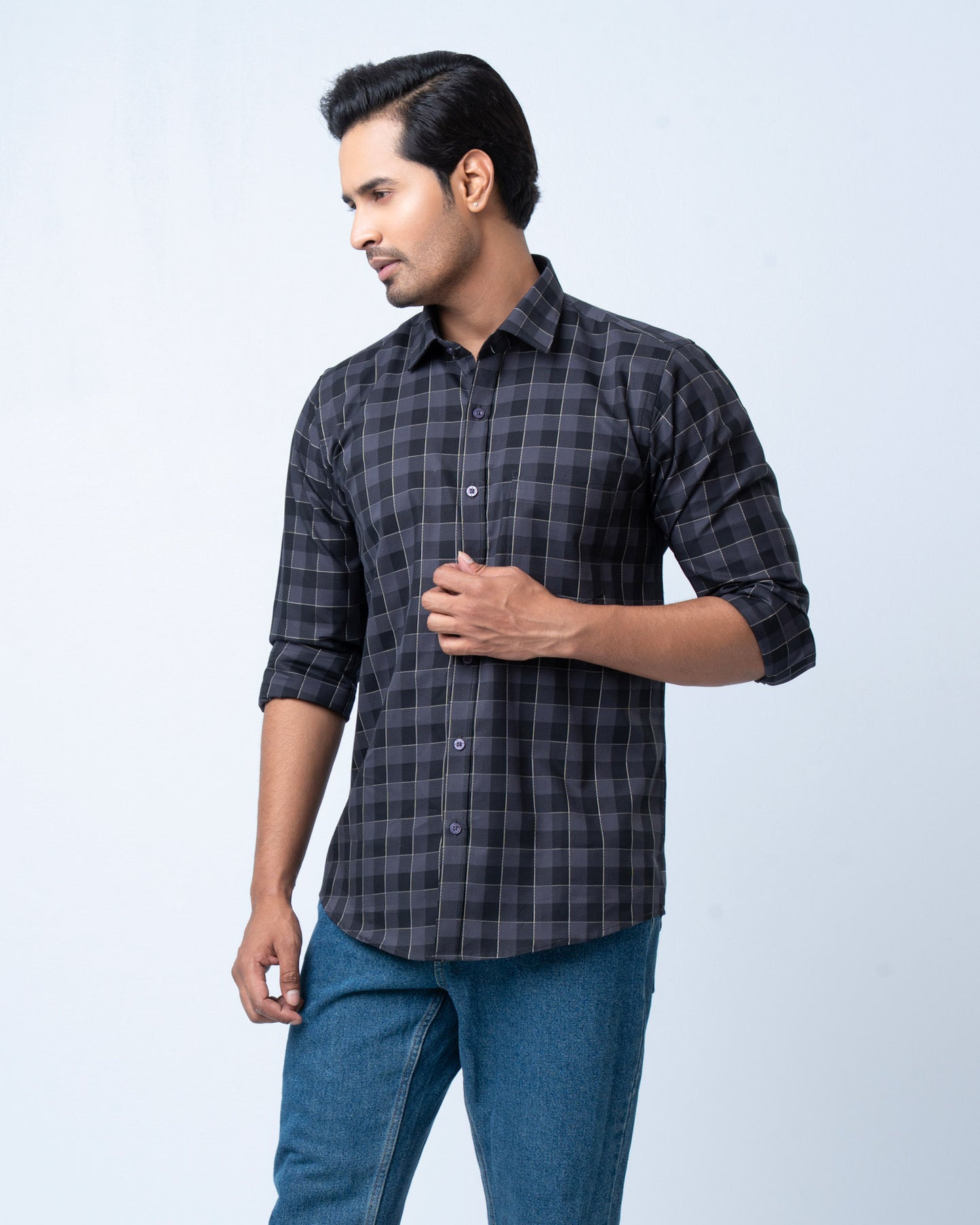 Men's Premium Casual Shirt - Charcoal Check