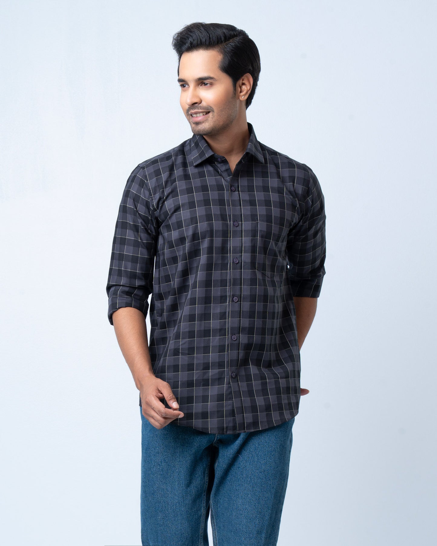 Men's Premium Casual Shirt - Charcoal Check