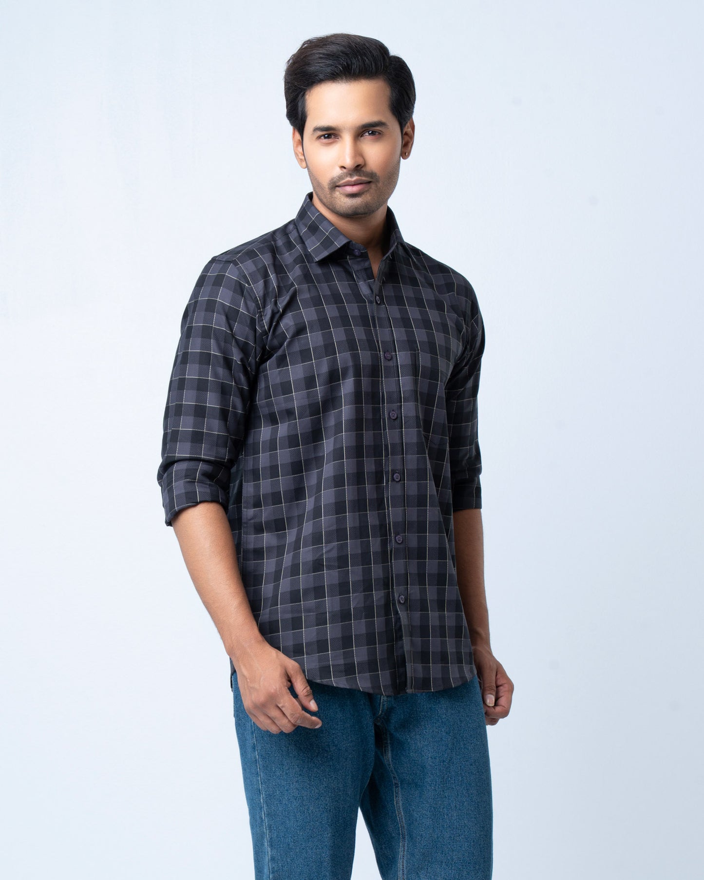 Men's Premium Casual Shirt - Charcoal Check