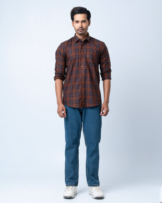 Men's Premium Casual Shirt - Copper Check