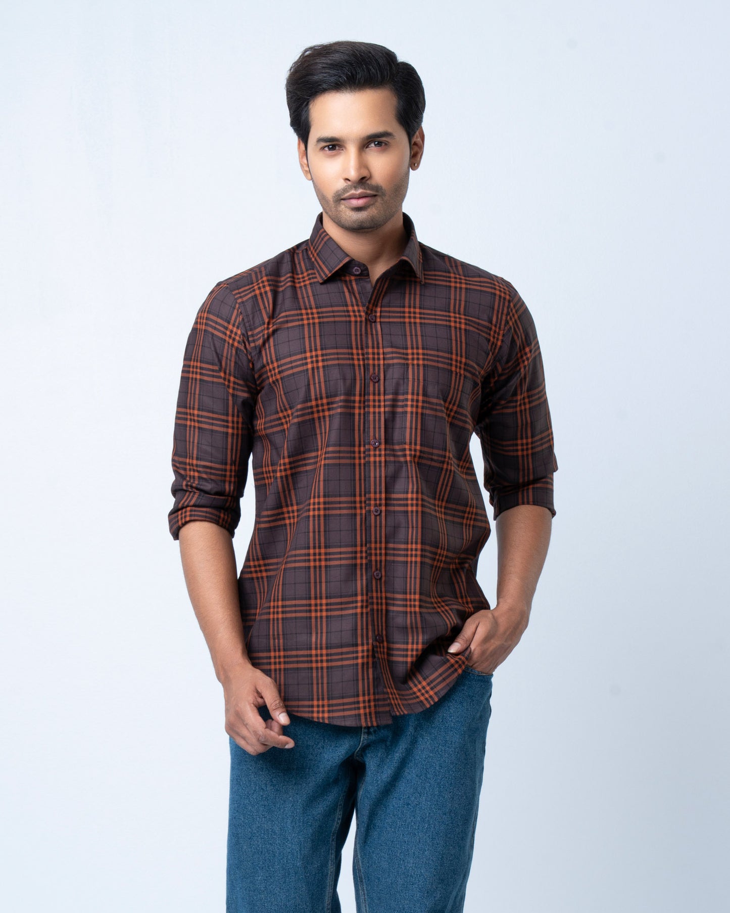 Men's Premium Casual Shirt - Copper Check