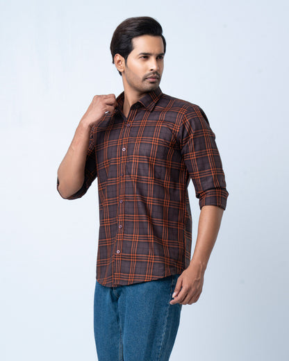 Men's Premium Casual Shirt - Copper Check