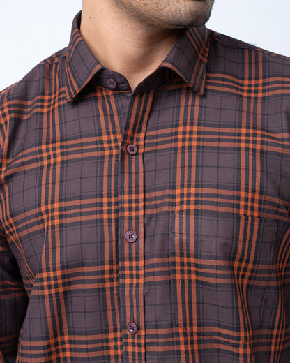 Men's Premium Casual Shirt - Copper Check