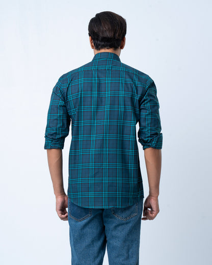 Men's Premium Casual Shirt - Teal Check