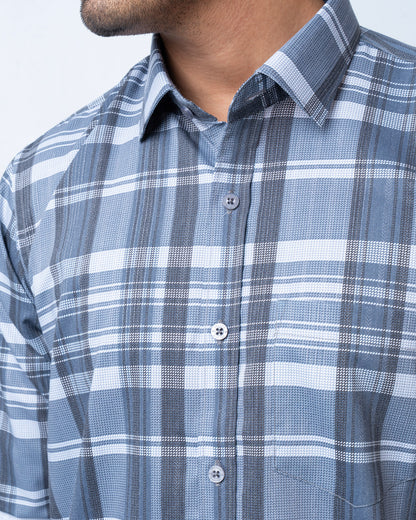 Men's Premium Casual Shirt - Silver Check
