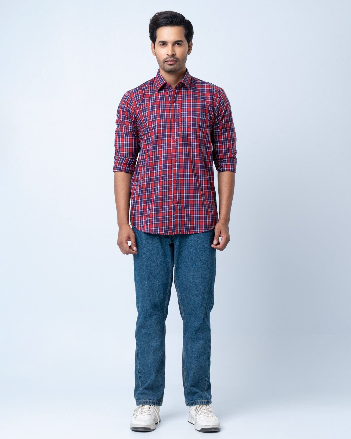 Men's Premium Casual Shirt - Scarlet Check