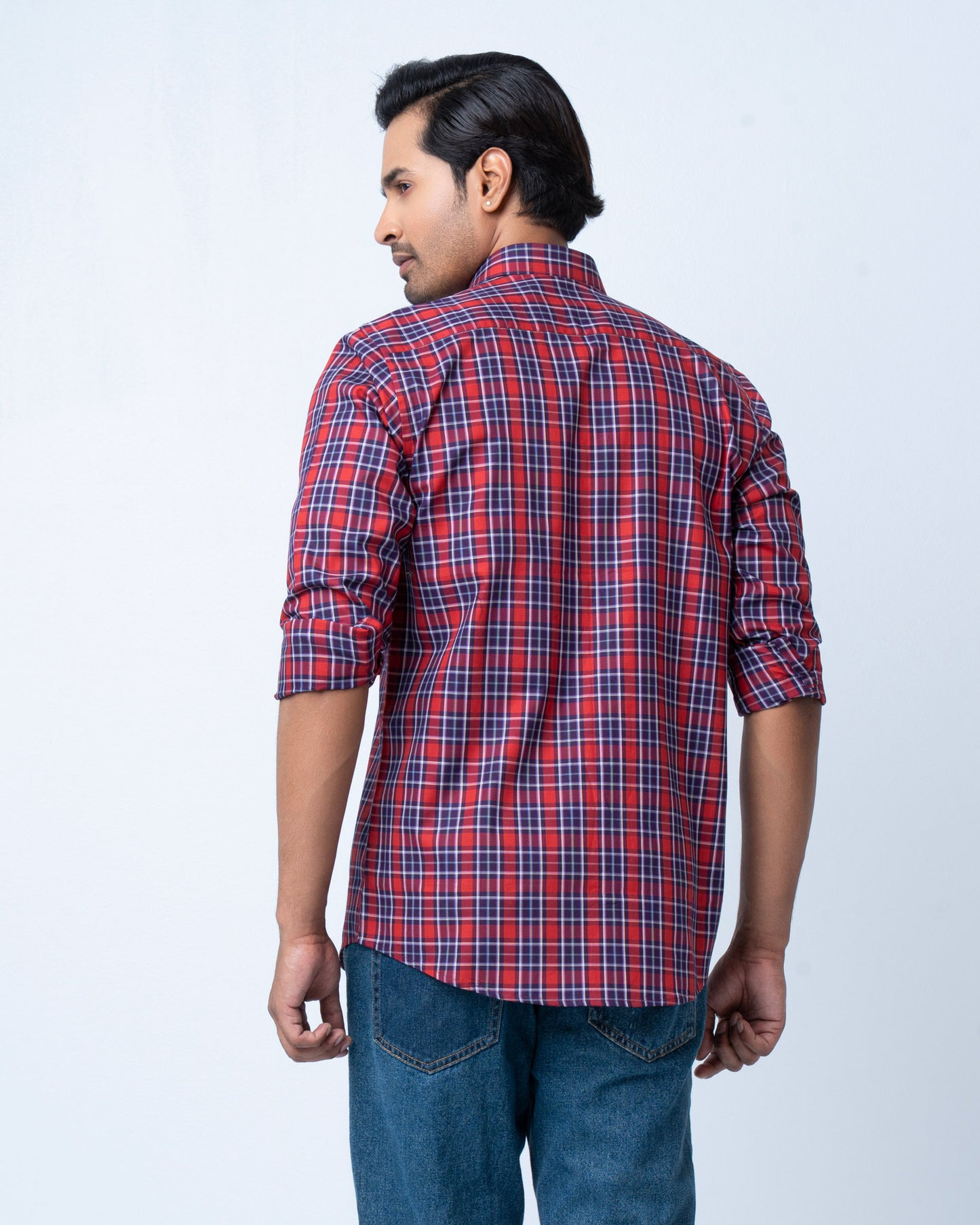 Men's Premium Casual Shirt - Scarlet Check