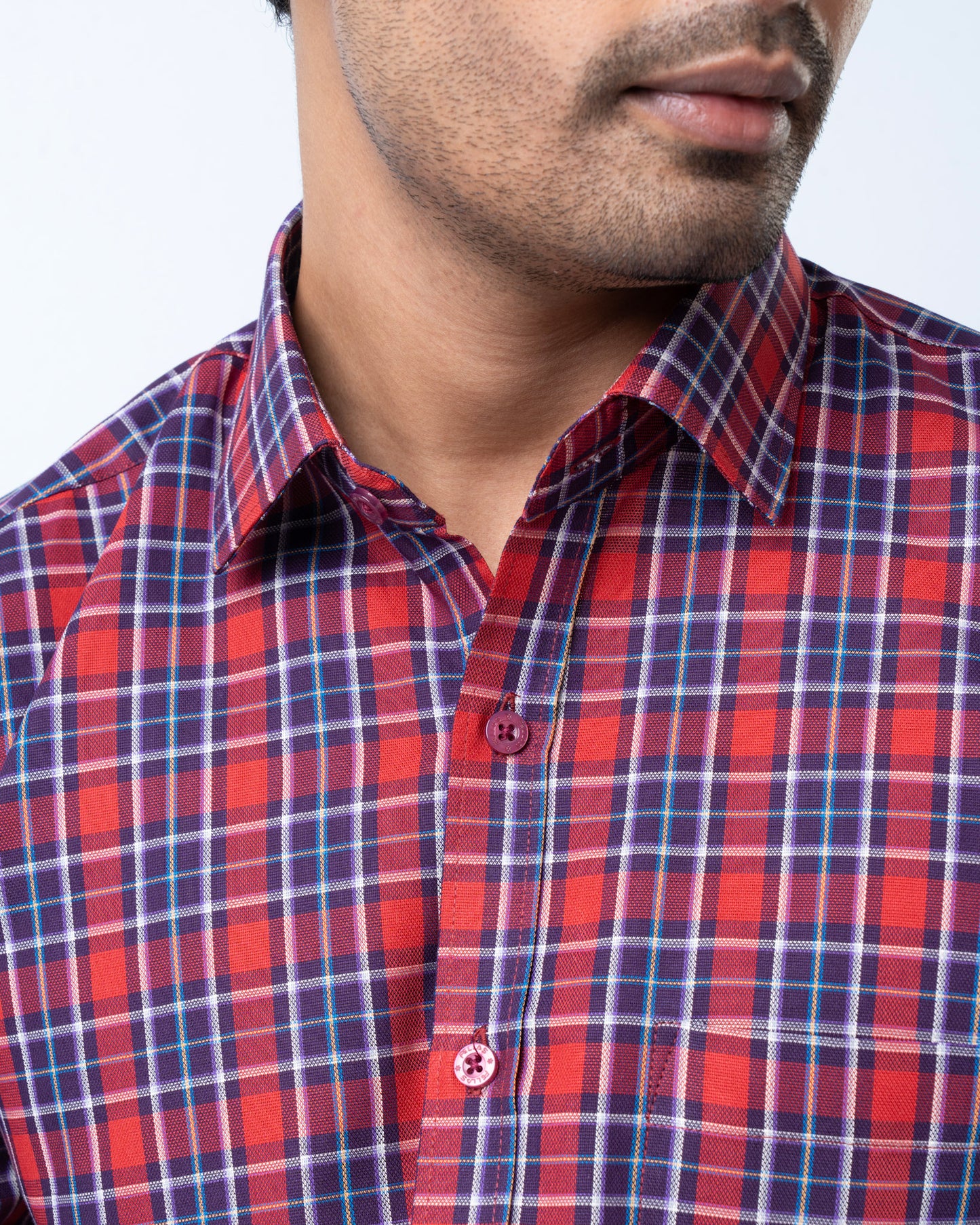 Men's Premium Casual Shirt - Scarlet Check