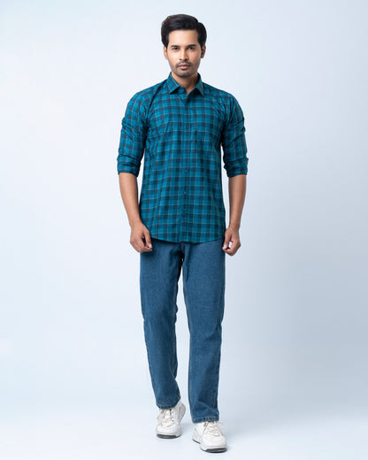 Men's Premium Casual Shirt - Emerald Check