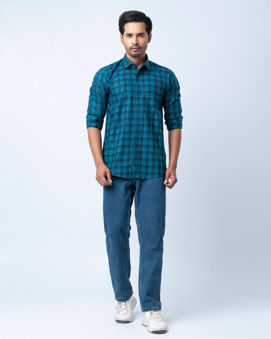 Men's Premium Casual Shirt - Emerald Check