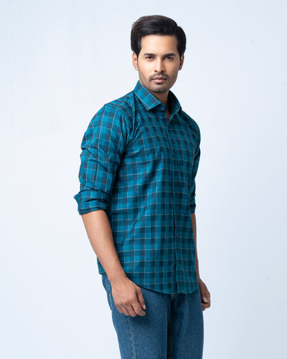 Men's Premium Casual Shirt - Emerald Check